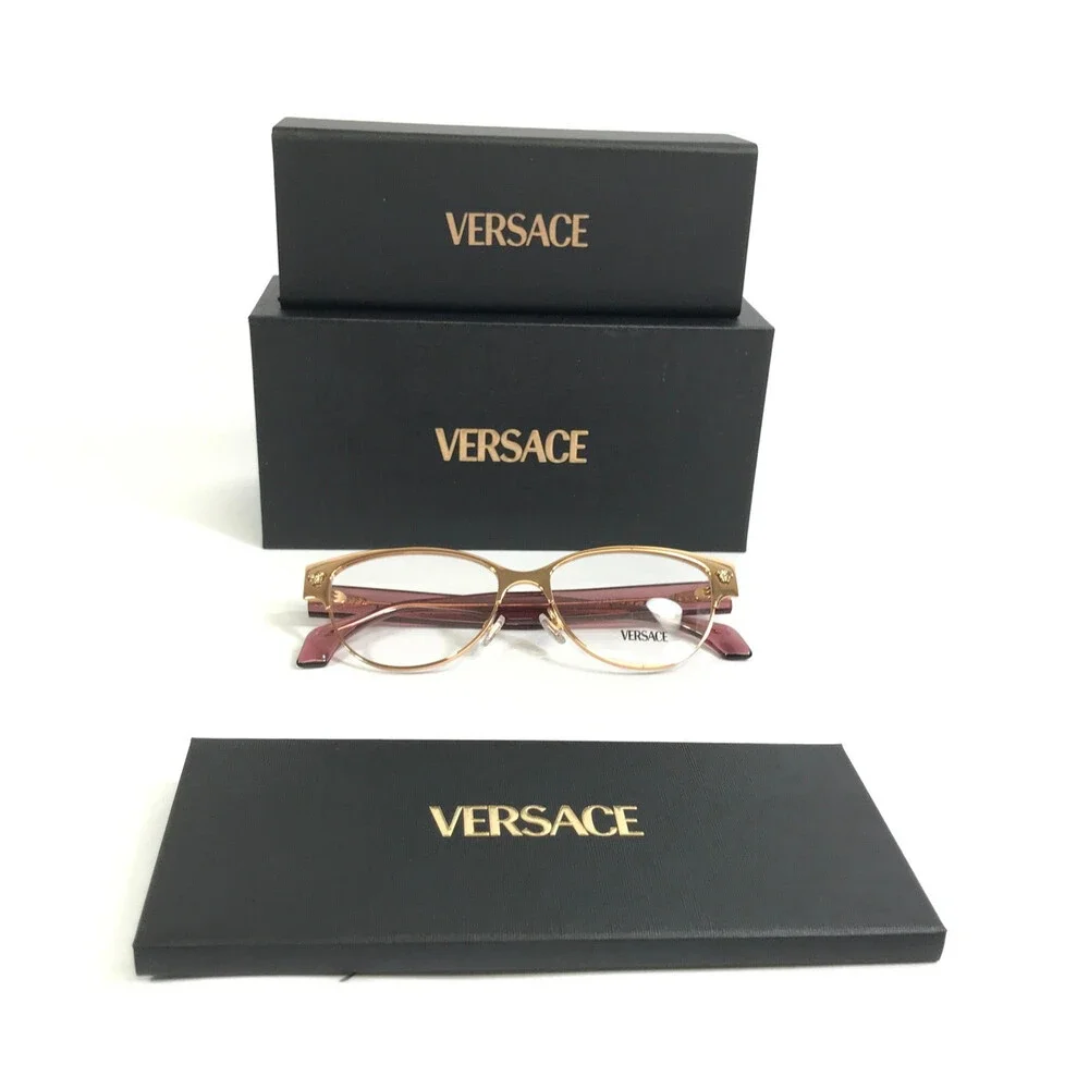 Versace Eyeglasses Frames MOD.1318 1412 Purple Gold Cat Eye Full Rim 53-15-140